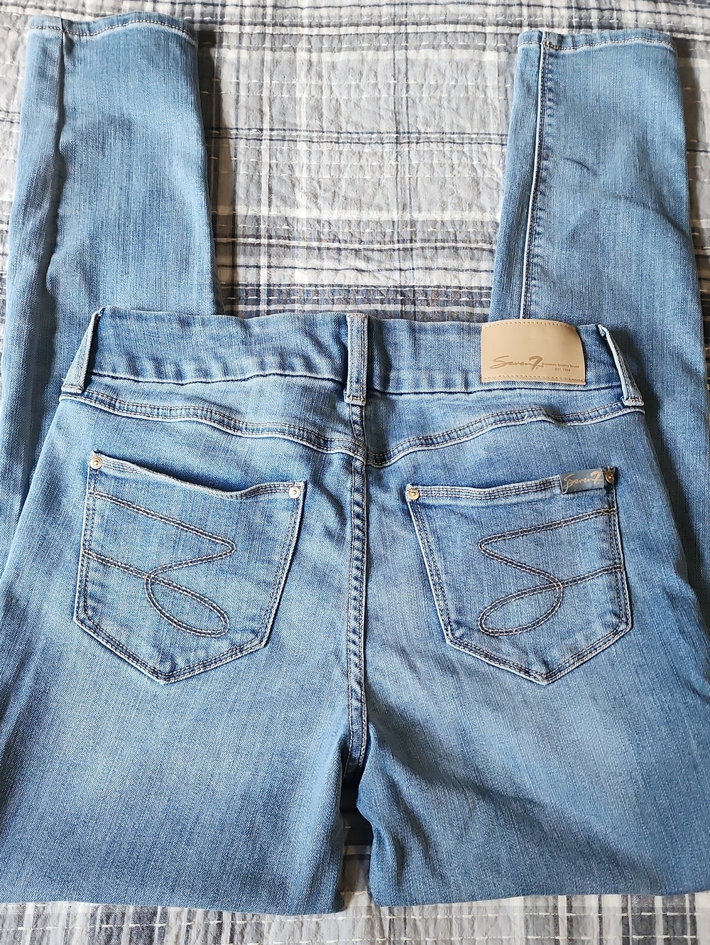 Seven7 Light Blue Skinny Jeans with Signature Back Stitching